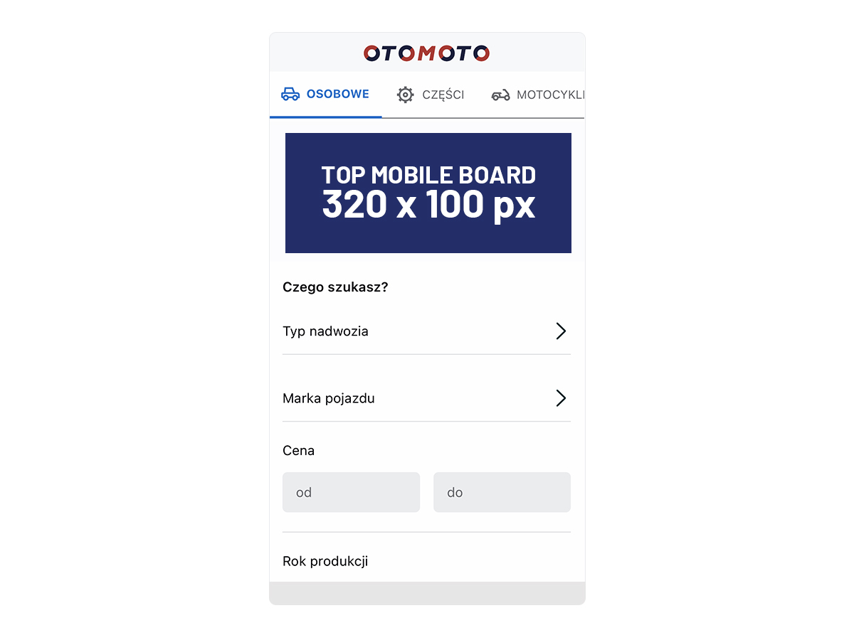 Otomoto top mobile board